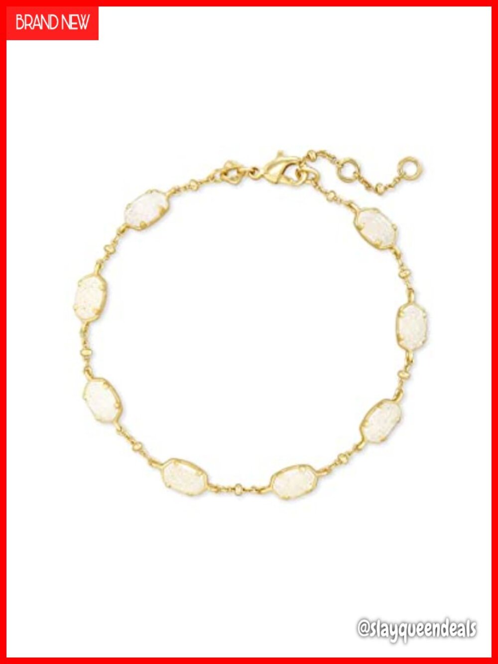 Gold Plated Link Bracelet with Quartz Gem